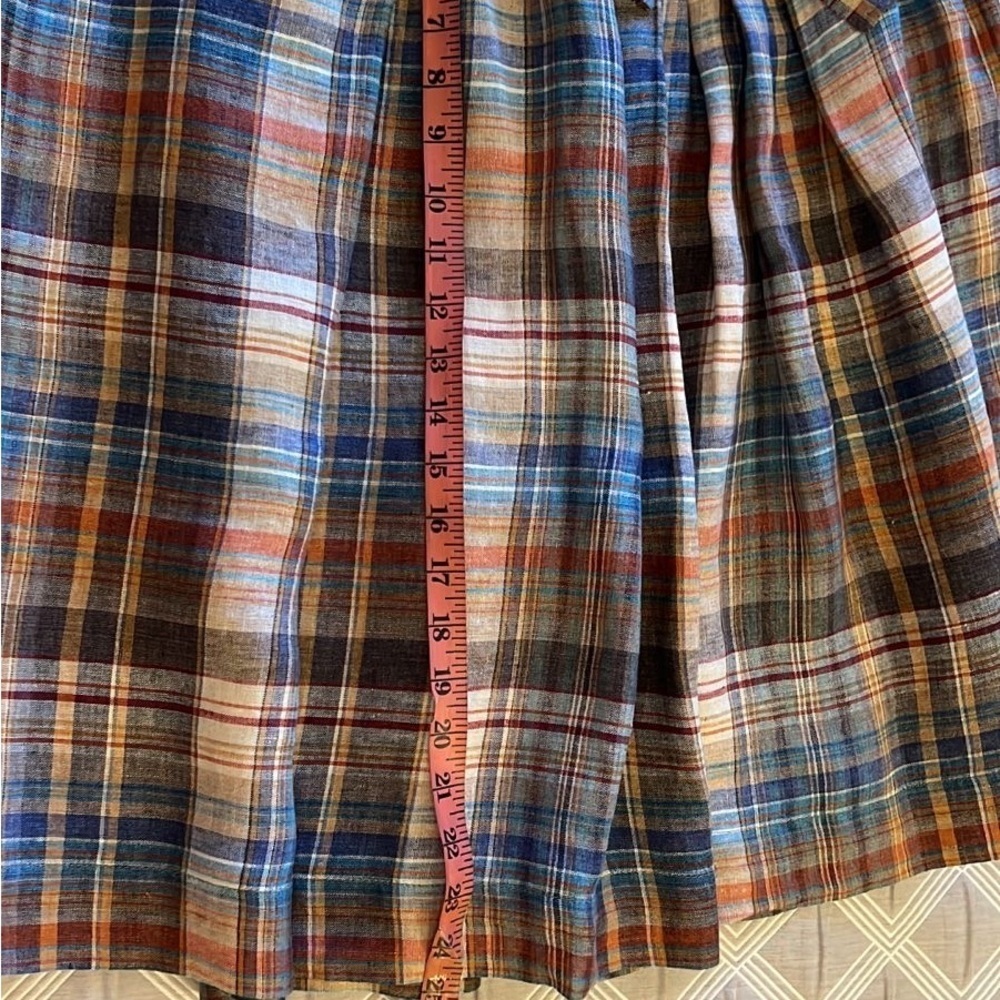 Vintage Y2K Zara Colorful Checkered A-Line midi linen Skirt - Picture 5 of 9